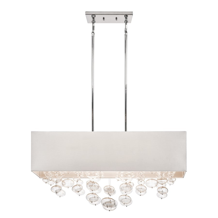 Elan Piatt 6 Lt Linear Chandelier, Chrome/White - 83248