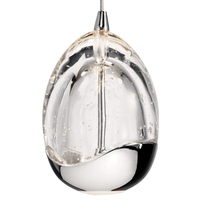 Elan Lavinia 1 Light LED Mini Pendant, Chrome/Bubble Crystal/Etched Acrylic
