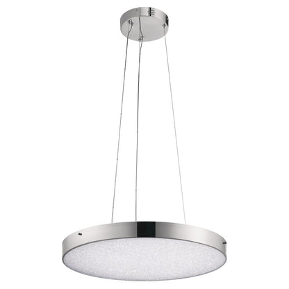 Elan Crystal Moon 1 Lt 24" LED Pendant, Chrome/Clear/Cubic Crystals - 83591