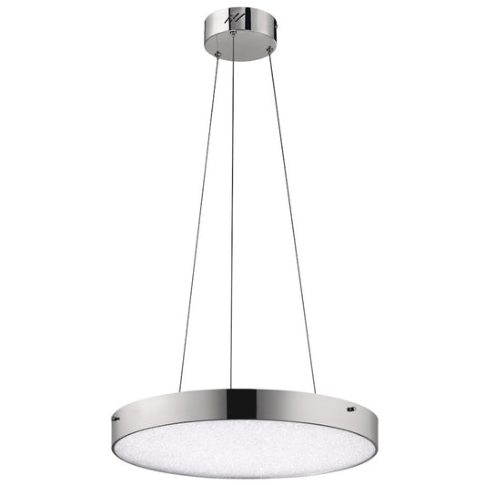 Elan Crystal Moon 1 Lt 19" LED Pendant, Chrome/Clear/Cubic Crystals - 83592