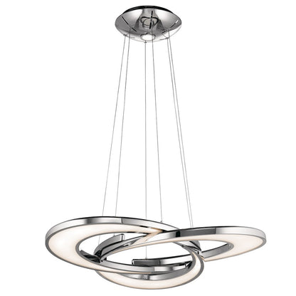 Elan Destiny 4 Light 36" LED Chandelier, Chrome/Etched Acrylic - 83620