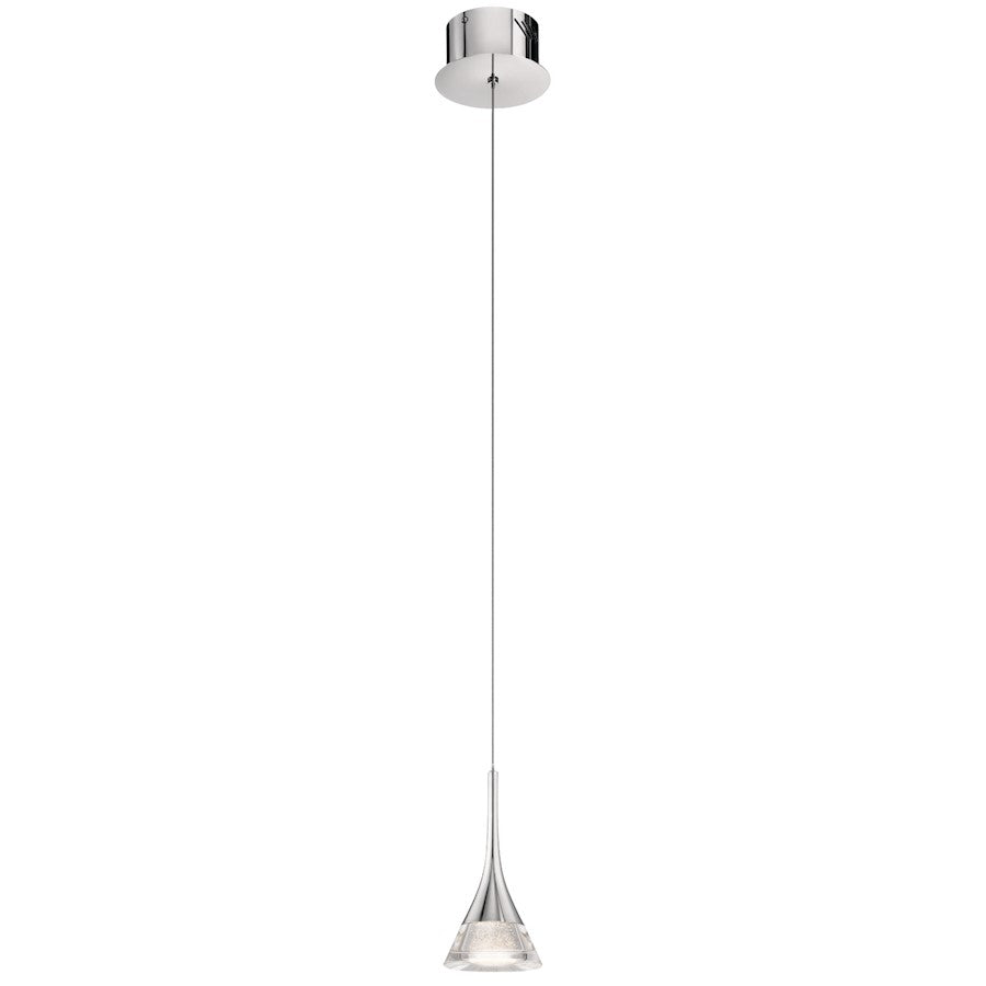 Elan Kabru 1 Lt LED Mini Pendant, Chrome/Clear/Suspended Metal Flake - 83721