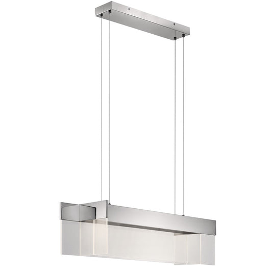 Elan Geo 4 Lt LED Linear Chandelier, Chrome/Clear Acrylic/Etched - 83732