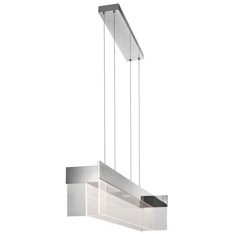 4 Light LED Linear Chandelier, Chrome