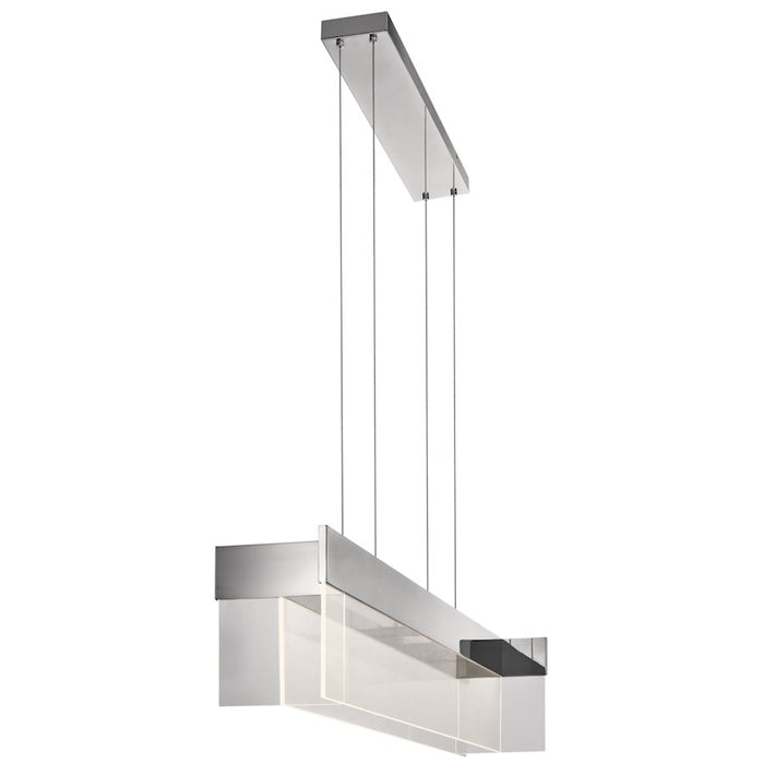 Elan Geo 4 Light LED Linear Chandelier, Chrome/Clear Acrylic/Etched