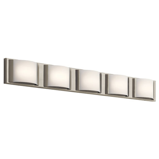 Elan Bretto 5 Light LED Bath Wall Mount, Brushed Nickel/Bent Glass - 83822
