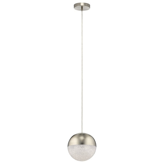 Elan Moonlit 1 Light LED Mini Pendant, Nickel/Clear/Cubic Zirconia Chip - 83956