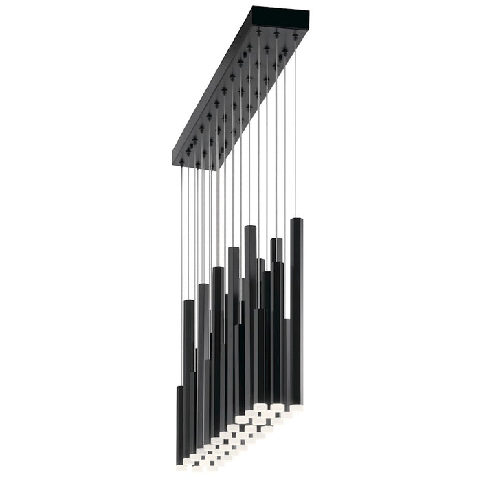 Elan Soho 11 Light LED Linear Chandelier, Black/Etched Acrylic