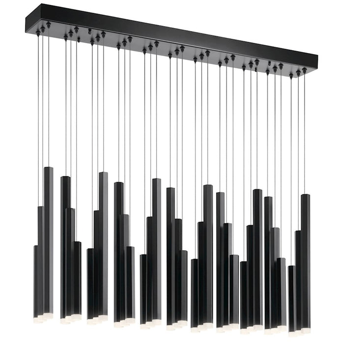 Elan Soho 11 Light LED Linear Chandelier, Black/Etched Acrylic