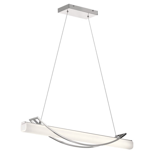 Elan Rowan LED Linear Chandelier, Chrome/Etched Painted White - 84125