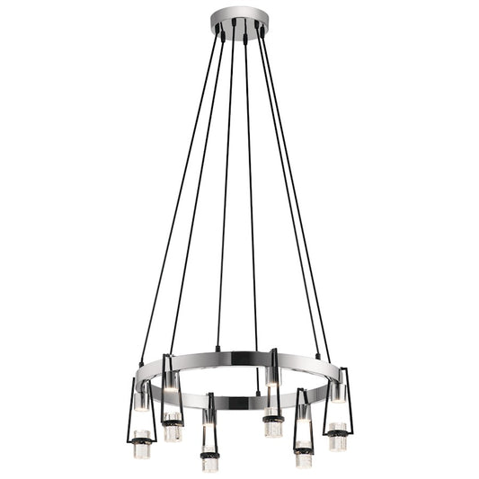 Elan Ayse 6 Light LED Chandelier, Matte Black/Clear Bubble Crystal - 84126