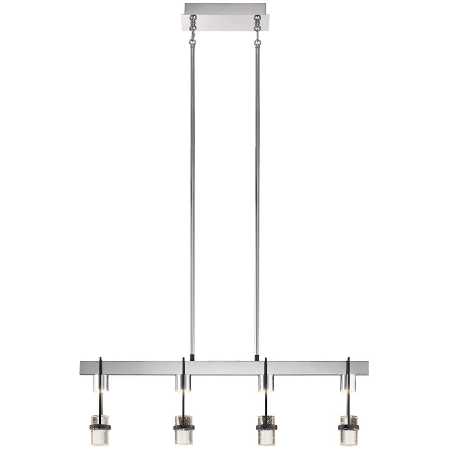 4 Light LED Linear Chandelier, Matte Black