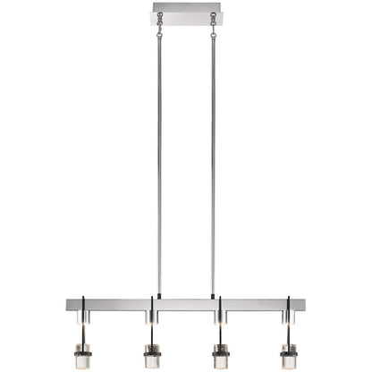 4 Light LED Linear Chandelier, Matte Black