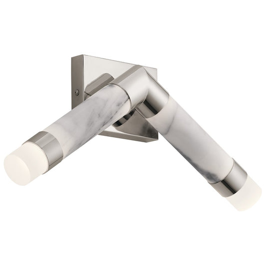 Elan Avedu 2 Lt LED Wall Sconce, Polished Nickel/Etched/White Marble - 84136