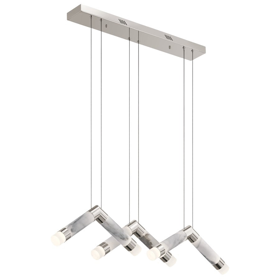 Elan Avedu 6 Lt LED Linear Chandelier, Nickel/Etched Acrylic/White - 84137