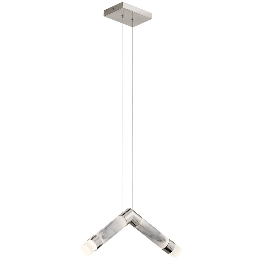 Elan Avedu 2 Light LED Pendant, Polished Nickel/Etched/White Marble - 84138