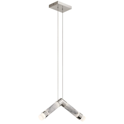 Elan Avedu 2 Light LED Pendant, Polished Nickel/Etched/White Marble - 84138