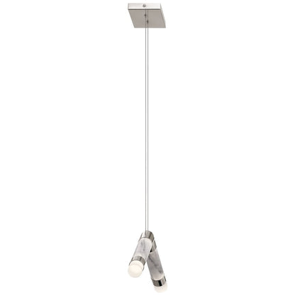 2 Light LED Pendant, Polished Nickel