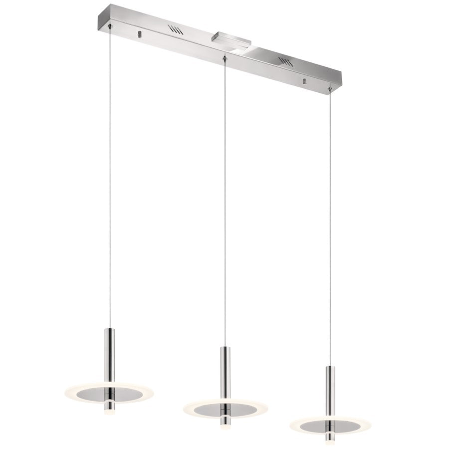 3 Light LED Linear Chandelier , Chrome