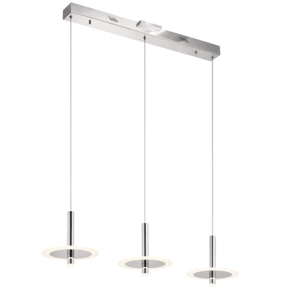 3 Light LED Linear Chandelier , Chrome