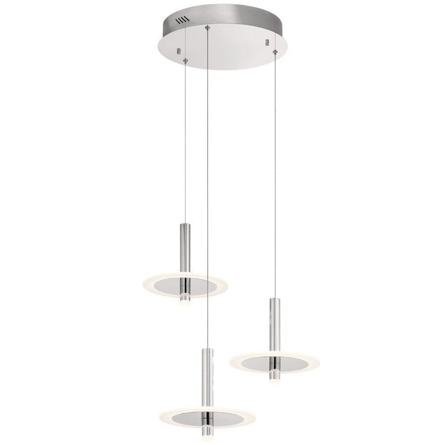 Elan Korfu 3 Light LED Cluster Pendant, Chrome/Etched Acrylic - 84140
