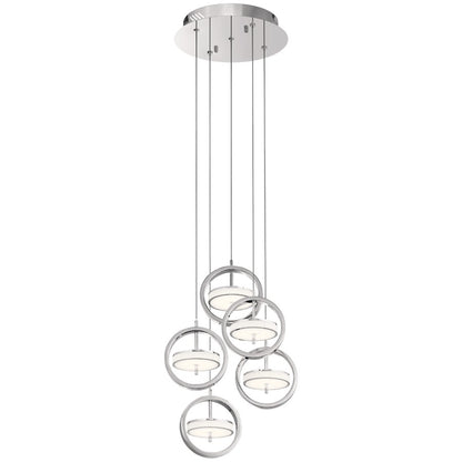 Elan Baylin 5 Light LED Cluster Pendant, Chrome/White Acrylic - 84144