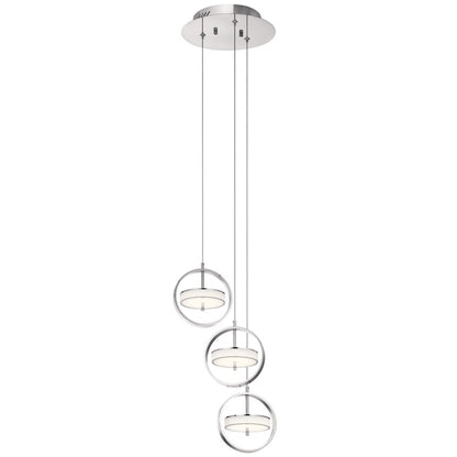 Elan Baylin 3 Light LED Cluster Pendant, Chrome/White Acrylic - 84145