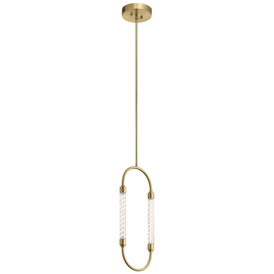 Elan Delsey 1 Light LED Mini Pendant, Champagne Gold/Clear Twisted - 84150