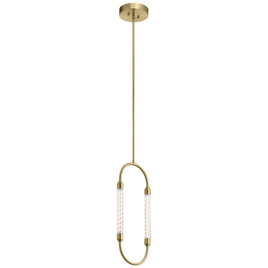 Elan Delsey 1 Light LED Mini Pendant, Champagne Gold/Clear Twisted - 84150