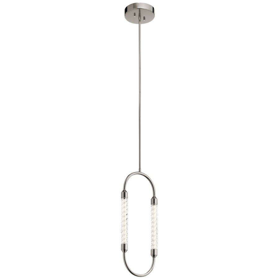 Elan Delsey 1 Light LED Mini Pendant, Polished Nickel/Clear Twisted - 84151
