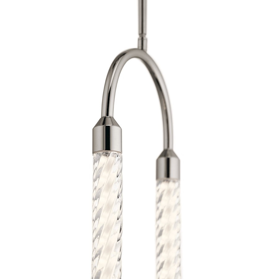 1 Light LED Mini Pendant, Clear Twisted