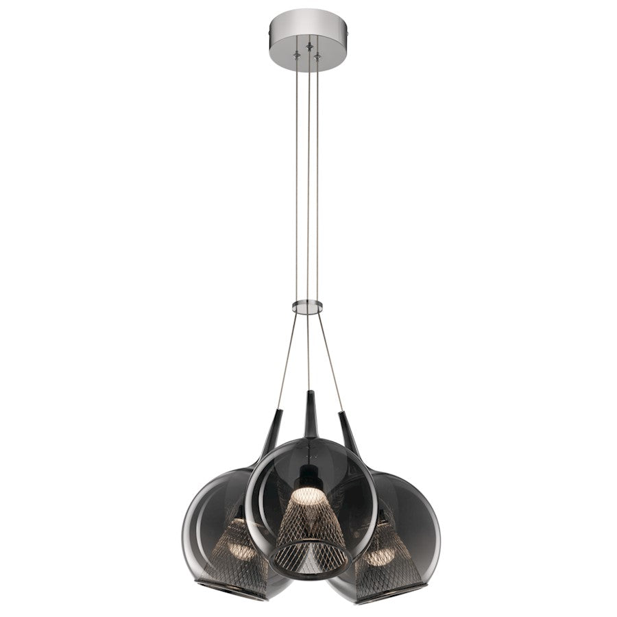 Elan Zin 3 Light LED Cluster Pendant, Chrome/Smoke - 84155