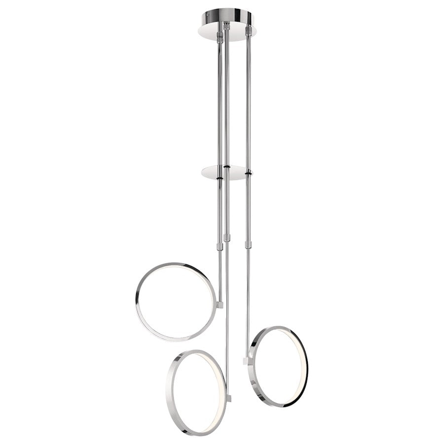 Elan Bonham 3 Light LED Chandelier 1 Tier Small, Chrome/White Acrylic - 84164