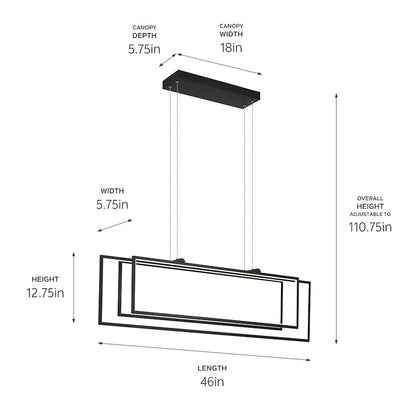 Jestin 46" LED Linear Chandelier