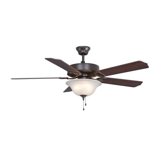 Fanimation Builder 52" Frosted Bowl Ceiling Fan, Oil Rubbed Bronze