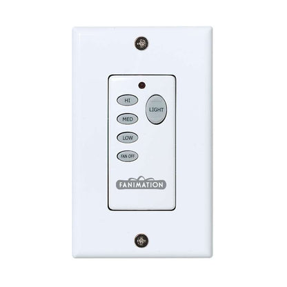 Fanimation Wall Control Fan & Light 3-Speed Non-Reversing | White Finish | Bedroom & Living Room Fan Control | 4.5 x 2.75 x 1.25 in | Model C25
