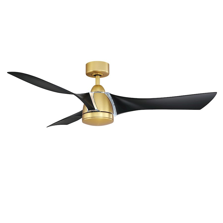 Fanimation Klear 56" Ceiling Fan, LED CCT Light Kit, Brass Opal/Black