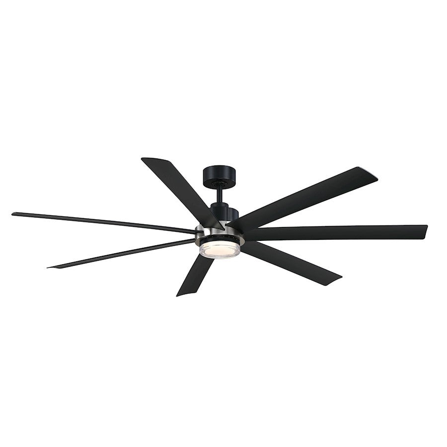 Fanimation Pendry 72" Ceiling Fan, Black/Nickel Accent Opal/Black