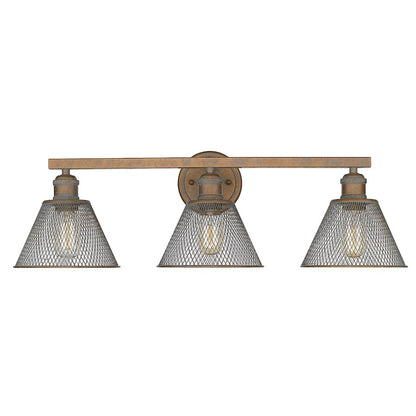 3 Light Bathroom Vanity Light, Copper Patina