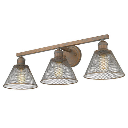 3 Light Bathroom Vanity Light, Copper Patina