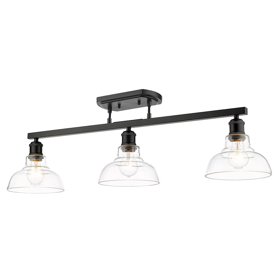 Golden Lighting Carver 3 Light Semi-Flush Mount, Black/Clear - 0305-3SFBLK-CLR