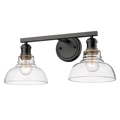 Golden Lighting Carver BLK 2 Light Bath Vanity, Black/Clear - 0305-BA2BLK-CLR