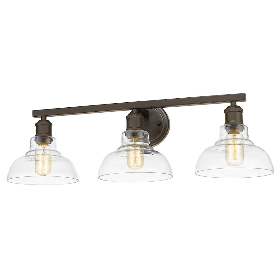 Golden Lighting Carver 3 Light Bath Vanity, Bronze/Clear - 0305-BA3RBZ-CLR