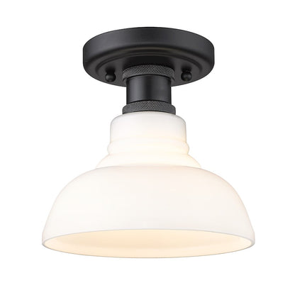 Golden Lighting Carver 1 Light Flush Mount, Black/Vintage Milk - 0305-FMBLK-VMG