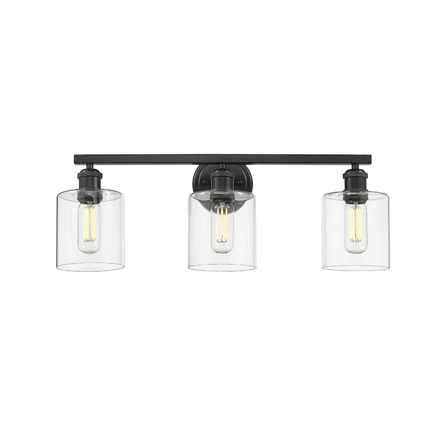 3 Light Bathroom Vanity Light, Matte Black