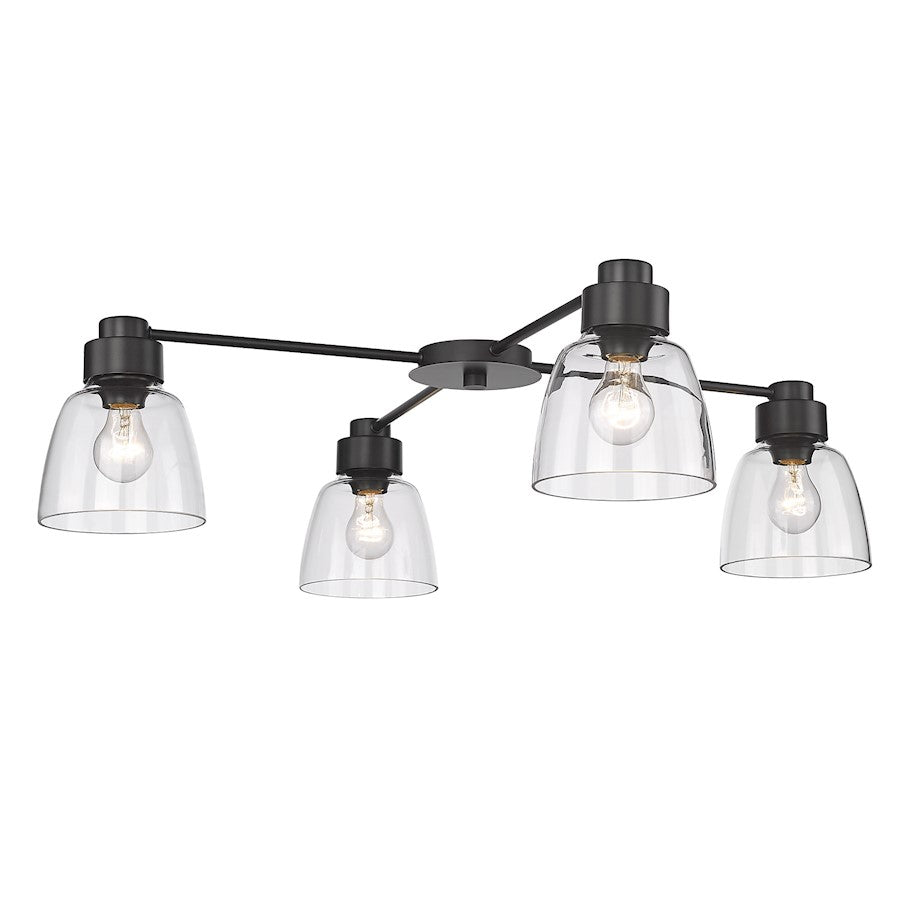 Golden Lighting Remy 4 Light Flush Mount, Matte Black/Clear - 0314-4FMBLK-CLR