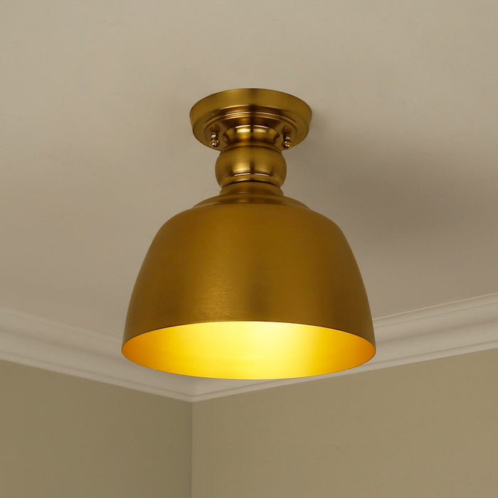 Golden Lighting Holmes 1 Light Flush Mount, Modern Brushed Gold