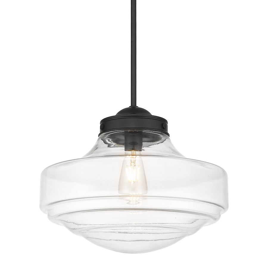 Golden Lighting Ingalls 1 Light Large Pendant, Matte Black/Clear - 0508-LBLK-CLR