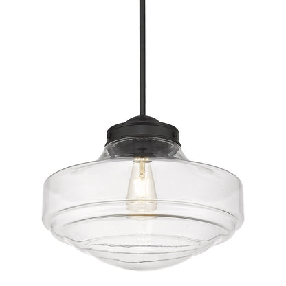 1 Light Pendant, Matte Black/Clear