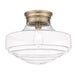 Golden Lighting Ingalls 1 Light Large Semi-Flush, Brass/Clear - 0508-LSFMBS-CLR